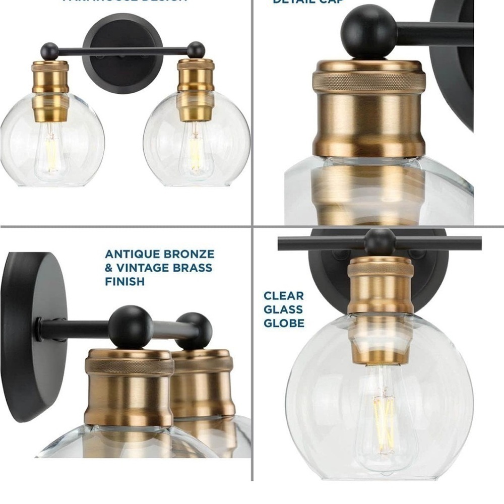 Progress Lighting | NIB Hansford Antique Bronze 2-Light Clear Glass Vanity Light